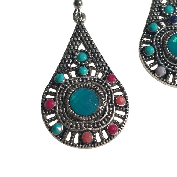 Bohemian Teardrop Dangle Women Earrings Colorful Acrylic Beach Core Fashion - Picture 2 of 7